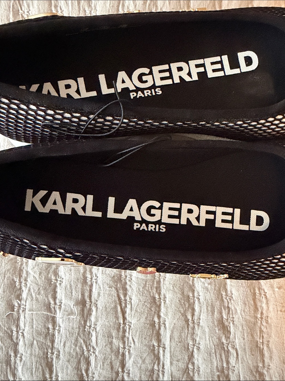 KARL LAGERFELD Paris Ballet Flats - Iconic Emblems Red/White/Gold NWOT 7.5 ❤️ - Picture 8 of 8